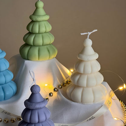 Christmas Tree Soy Candle with Hat: Handmade Holiday Decor