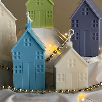 Bougie de Noël artisanale en forme de maison : Décoration de Noël