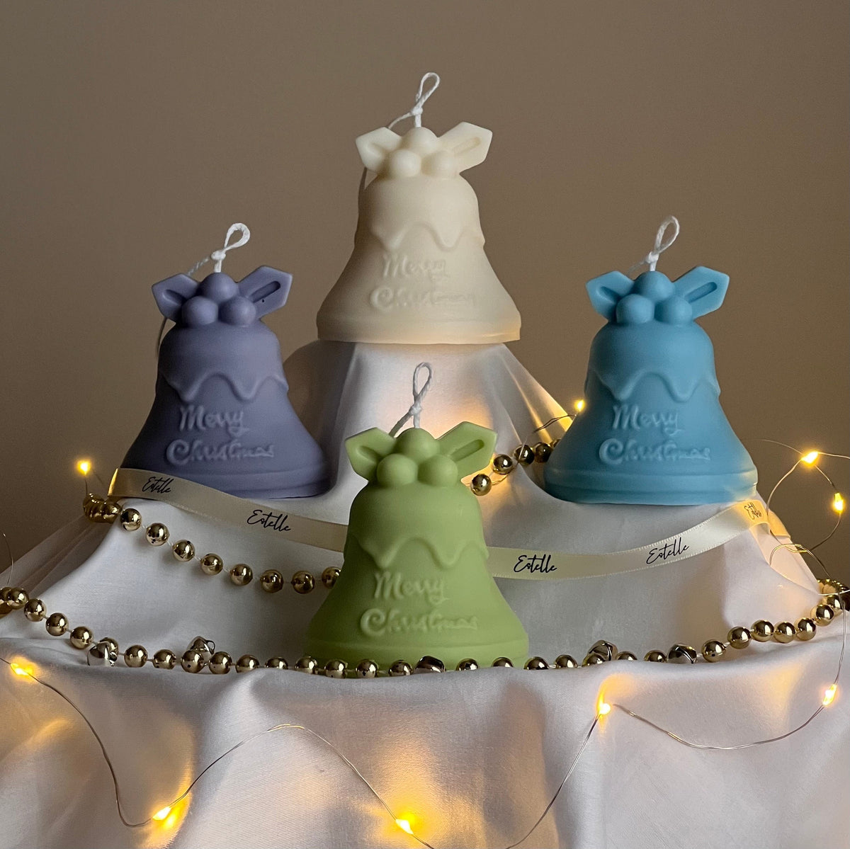 Bougie en Cire de Soja Cloche de Noël Faite à la Main | Décoration de Fêtes