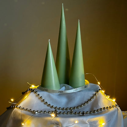 Minimalist Christmas Cone Candle Set: Hand Poured Soy Wax Decor