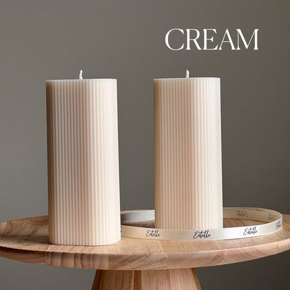 Ribbed Pillar Soy Wax Candle | Handmade Home Decor