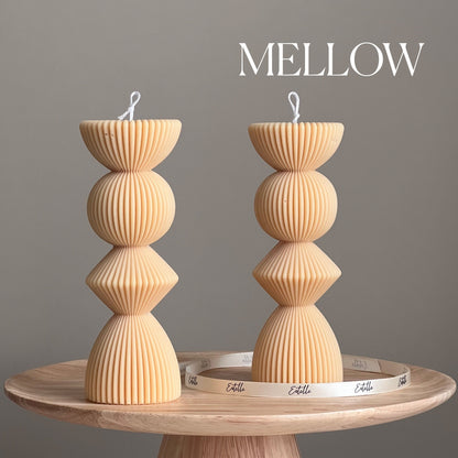 Geometric Ribbed Pillar Candle | Soy Wax, Home Decor