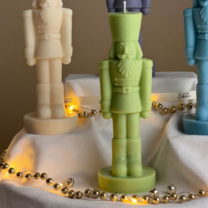 Handmade Nutcracker Candle: Sculptural Christmas Decor Gift