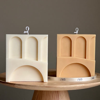 Three Arch Soy Wax Candle: Handmade Decorative Unscented Candle