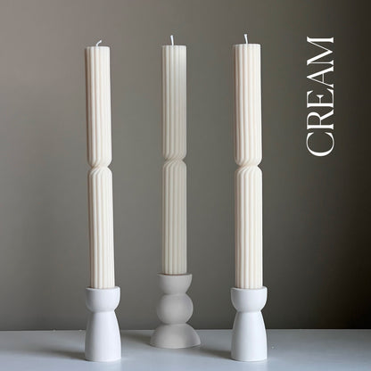 Tall Ribbed Twisted Taper Candle: Handmade Soy Dinner Candle