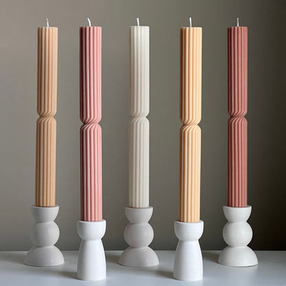 Tall Ribbed Twisted Taper Candle: Handmade Soy Dinner Candle