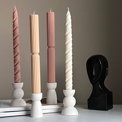 Tall Ribbed Twisted Taper Candle: Handmade Soy Dinner Candle