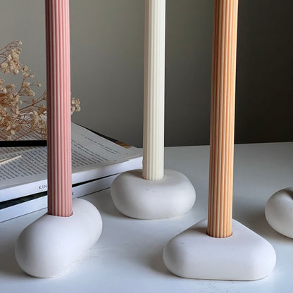 Bougeoir géométrique en jesmonite : Décoration de table minimaliste