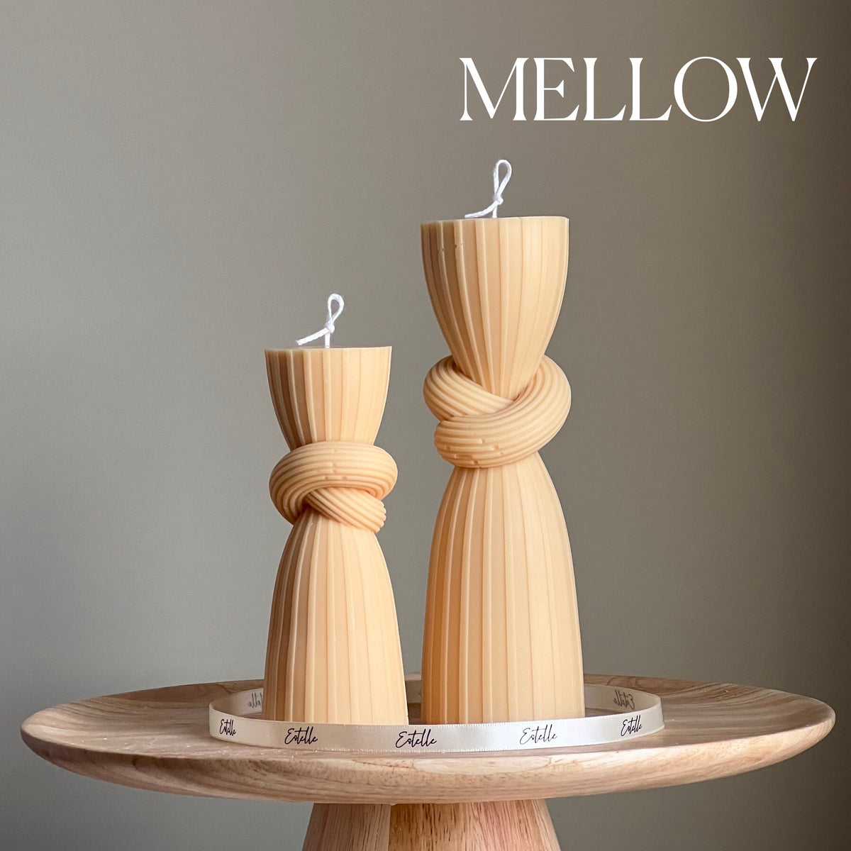 Knot Pillar Candle Set: Ribbed Soy Wax Candle, Home Decor