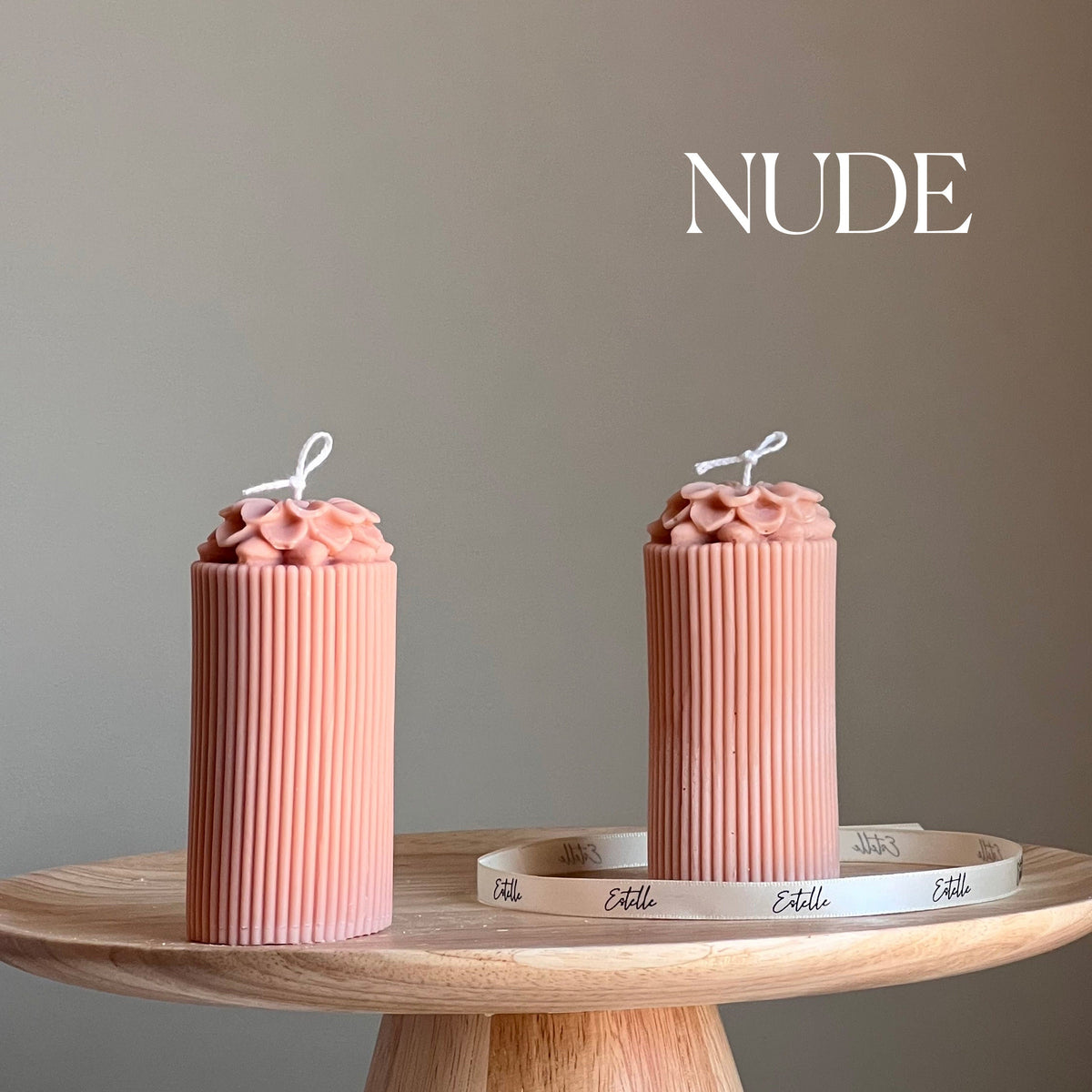 Sculptural Flower Soy Pillar Candle: Minimalist Home Decor