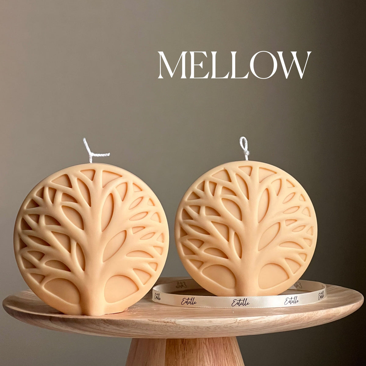 Handmade Round Tree Medallion Candle | Decorative Pillar Candle