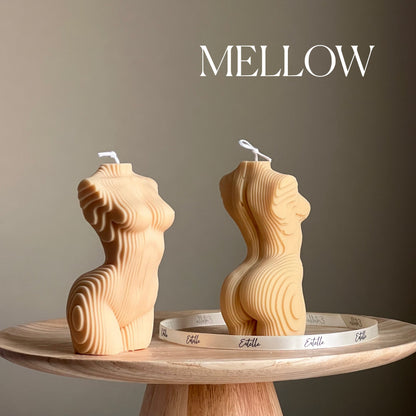 Bougie Géométrique Femme Torse : Sculpture Faite Main en Cire de Soja Végétalienne