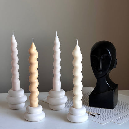 Chandelle conique torsadée en cire de soja | Bougies pour dîner romantique