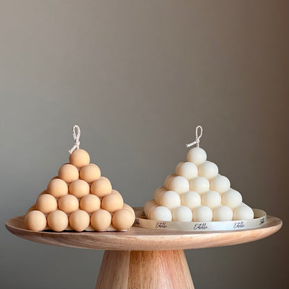 Large Bubble Pyramid Candle: Handmade Soy Vegan Home Decor