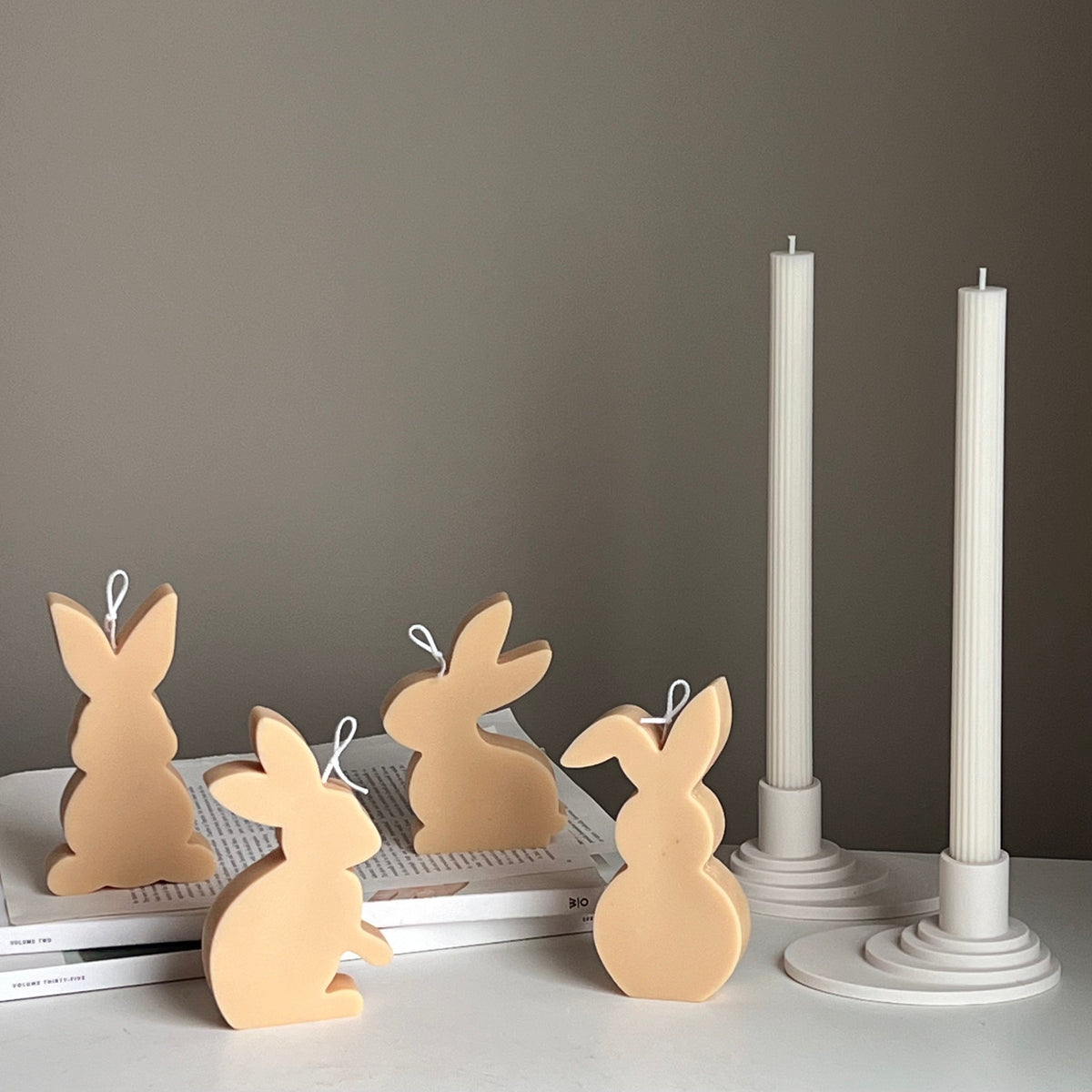 Easter Bunny Soy Candle Set: Pastel Spring Decor