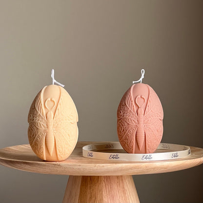 Handmade Easter Egg Candle: Butterfly Design, Spring Decor