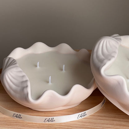 Clam Shell Soy Wax Candle in Jesmonite Vessel: Handmade Scented Candle