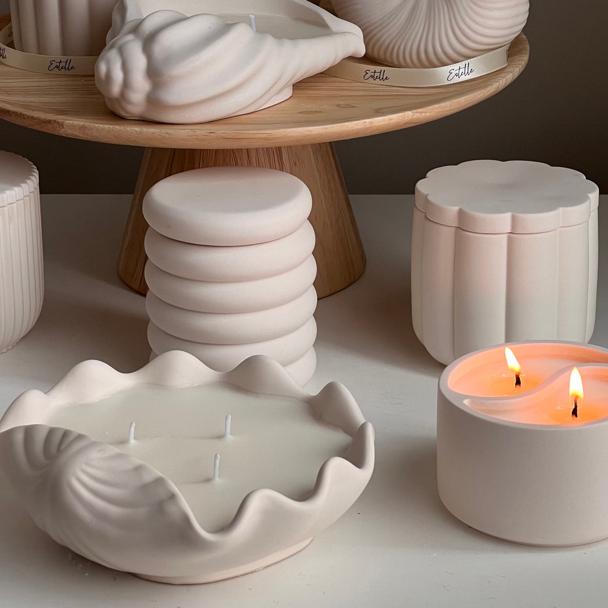 Donut Jar Soy Wax Candle | Wood Wick, Jesmonite Vessel