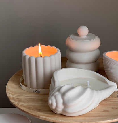 Donut Jar Soy Candle: Wood Wick, Jesmonite Vessel, Handmade