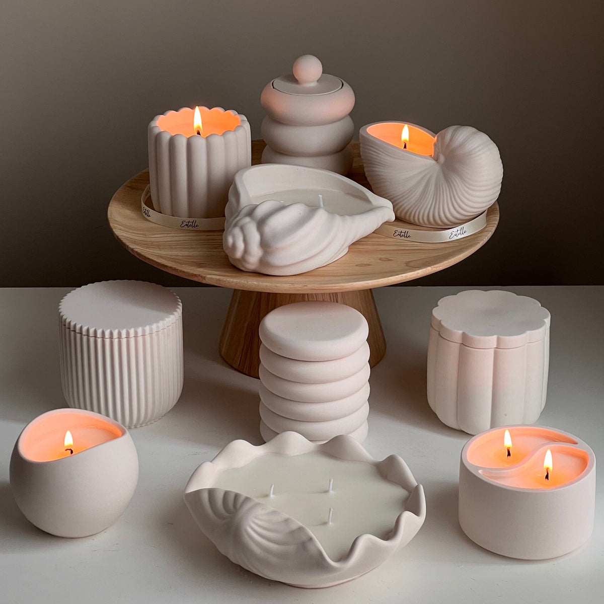 Clam Shell Soy Wax Candle in Jesmonite Vessel: Handmade Scented Candle