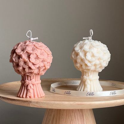 Bougie Bouquet de Fleurs | Bougie Pilier Sculpturale en Cire de Soja