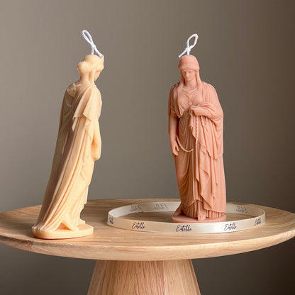 Zenobia Goddess Soy Candle: Greek Statue, Coffee Table Decor