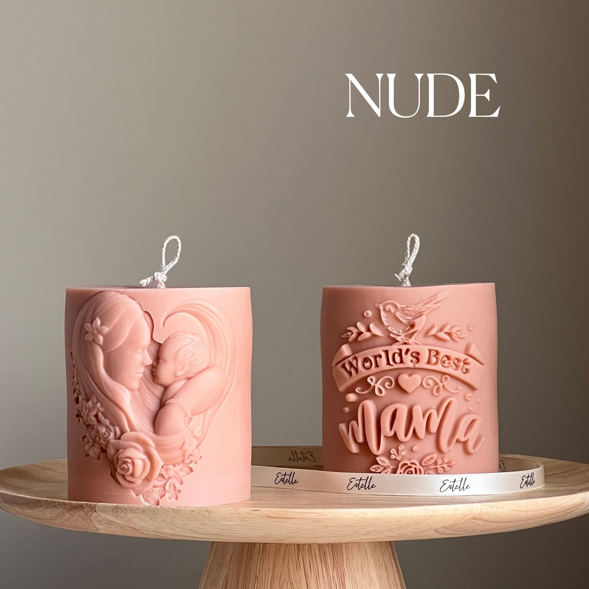 Bougie Maman en cire de soja | Bougie pilier sculpturale végétalienne