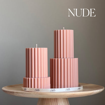 Bougie pilier en cire de soja côtelée faite main | Décoration d'intérieur