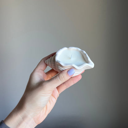 Bougie en cire de soja « Shell Jar » | Récipient fait main en jesmonite