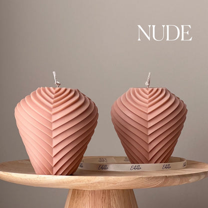 Large Ribbed Candle: Handmade Soy Wax Pillar Candle