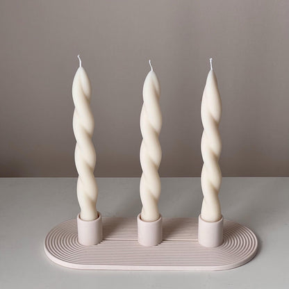 Geometric Jesmonite Candlestick Holder: Minimalist 3-Candle Centerpiece
