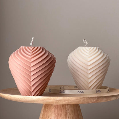 Large Ribbed Candle: Handmade Soy Wax Pillar Candle