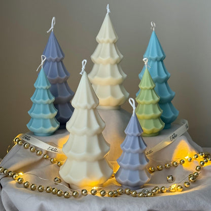 Bougie de Noël côtelée faite à la main : Décoration de fêtes en cire de soja