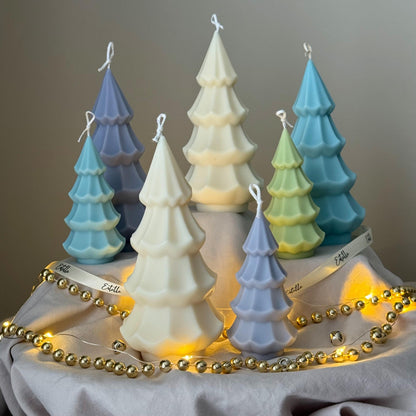 Bougie de Noël côtelée faite à la main : Décoration de fêtes en cire de soja