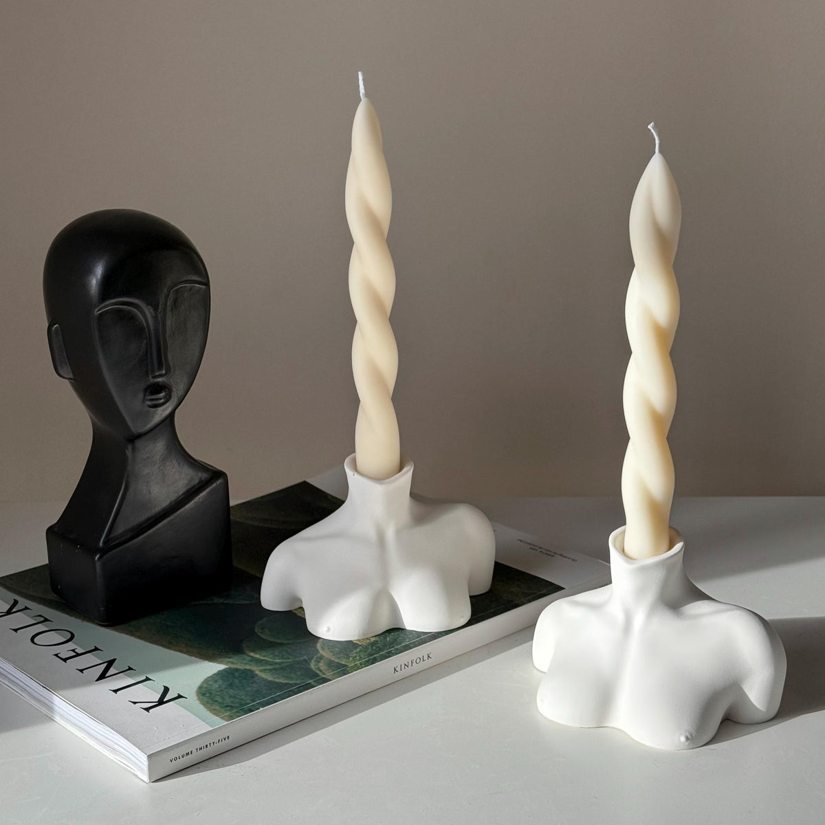 Bust Candlestick Holder: Jesmonite Minimalist Home Decor