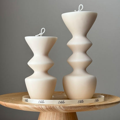 Hand Poured Soy Wax Candle Duo: Geometric Vase Pillar Candles