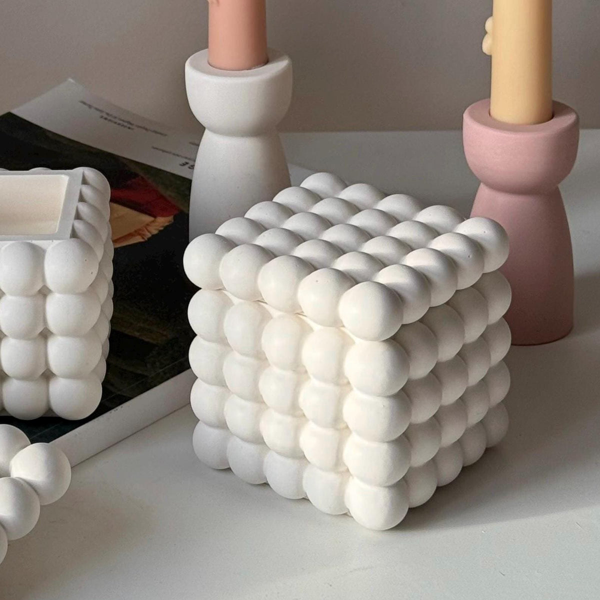 Bubble Jar Soy Wax Candle | Jesmonite Vessel, Handmade