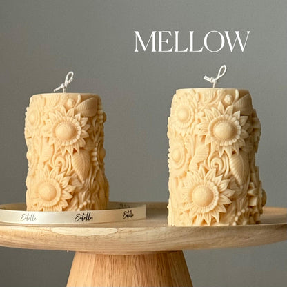 Handmade Sunflower Soy Pillar Candle: Home Decor Gift