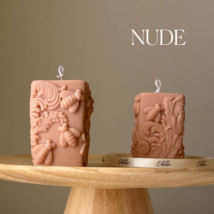 Bees Soy Pillar Candle: Handmade Home Decor
