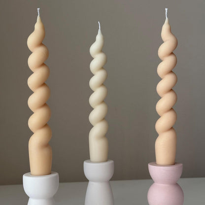 Handmade Spiral Soy Wax Taper Candle: Decorative Centerpiece