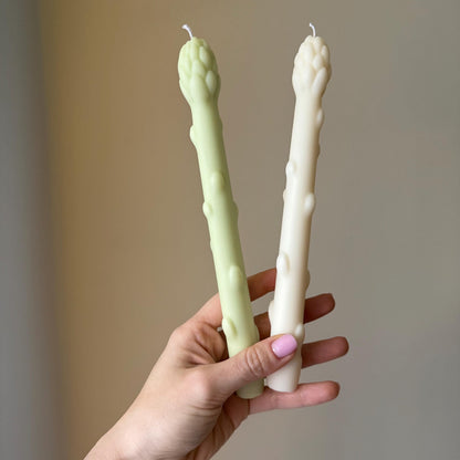 Asparagus Taper Candle: Handmade Soy Wax Dinner Candle