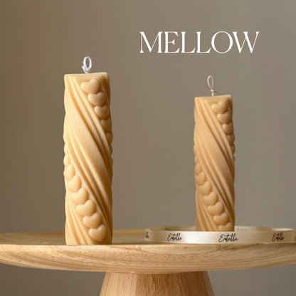 Tiny Hearts Soy Wax Pillar Candle: Handmade Sculptural Decor