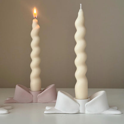 Bowtie Jesmonite Candlestick Holder: Modern Table Decor