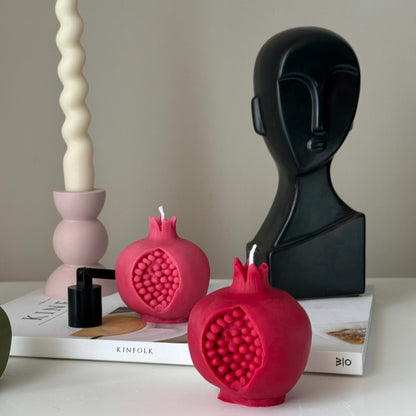 Bougie en cire de soja grenade : Décor minimaliste végétalien