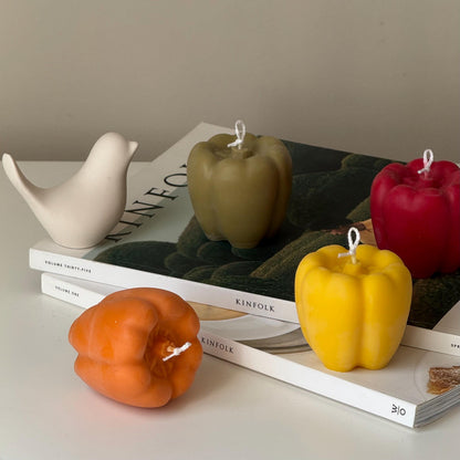 Bougie Poivron : Cire de Soja Végane, Décoration Minimaliste