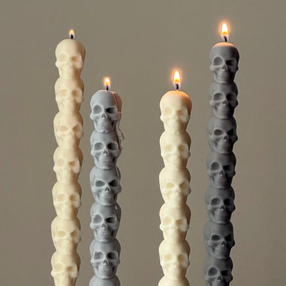 Hand Poured Soy Wax Skull Taper Candle: Halloween Decor