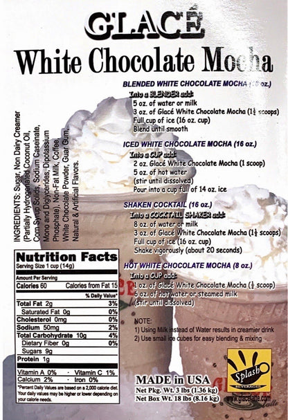 Mélange pour thé aux perles / Latté et Frappé Mokaccino Blanc 4-en-1 - Livraison gratuite partout au Canada pour les commandes de 199 $ CA et plus