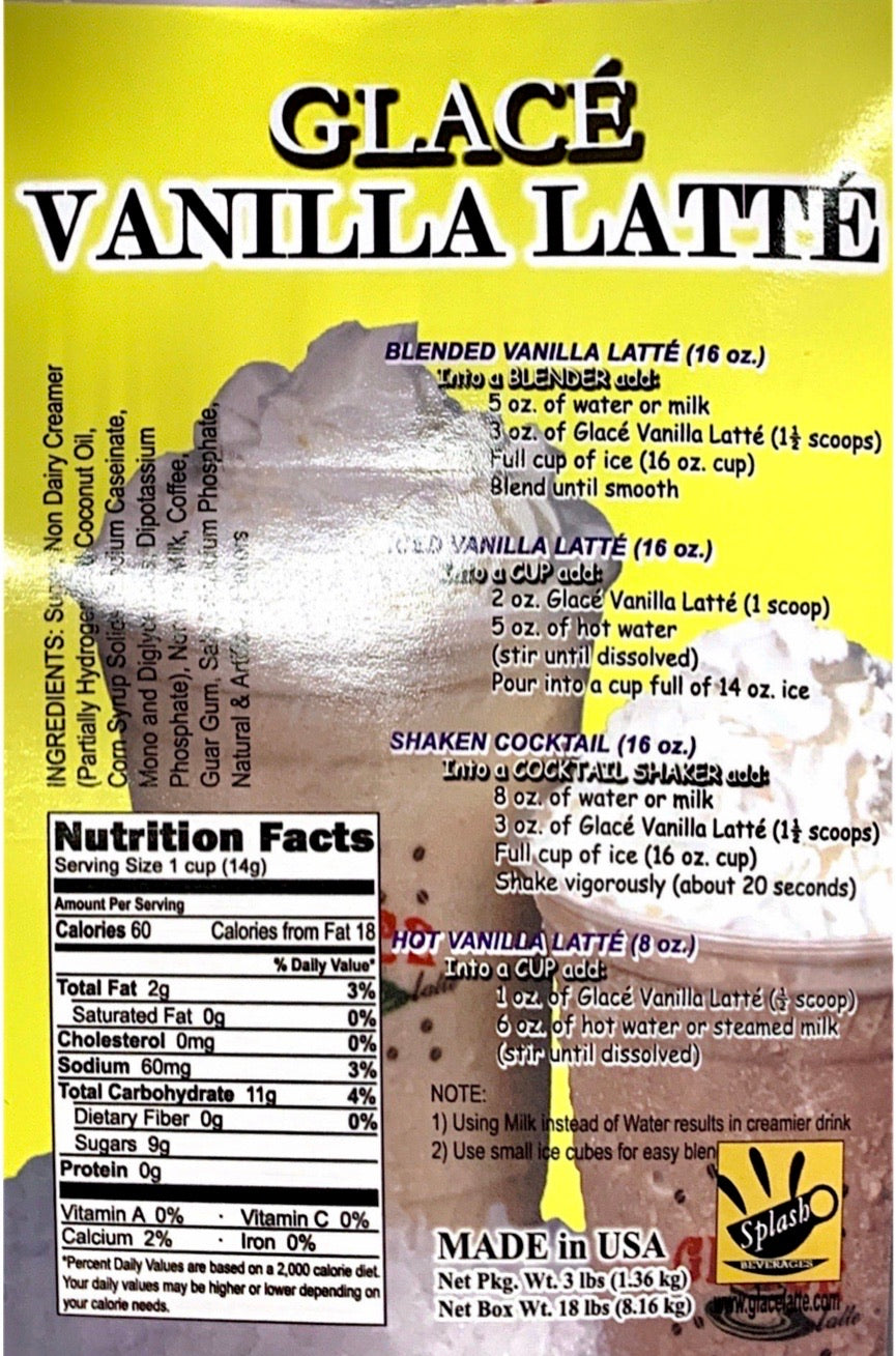 Vanilla Latte 4 in 1 Bubble Tea / Latte and Frappe Mix - Multi-Use Powdered Beverage Mix - Ships Free Within Canada on Orders Above CAD $199