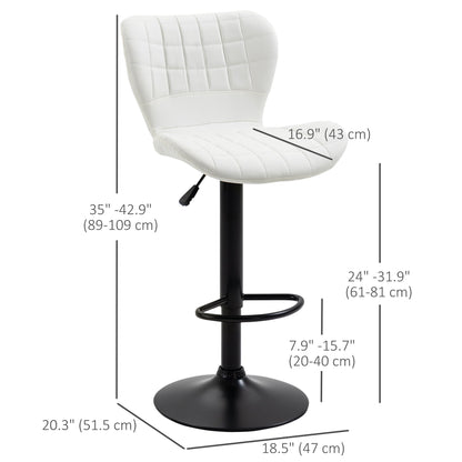 Tabourets de comptoir/bar Avion avec hauteur réglable et pivotant-Lot de 2-Blanc