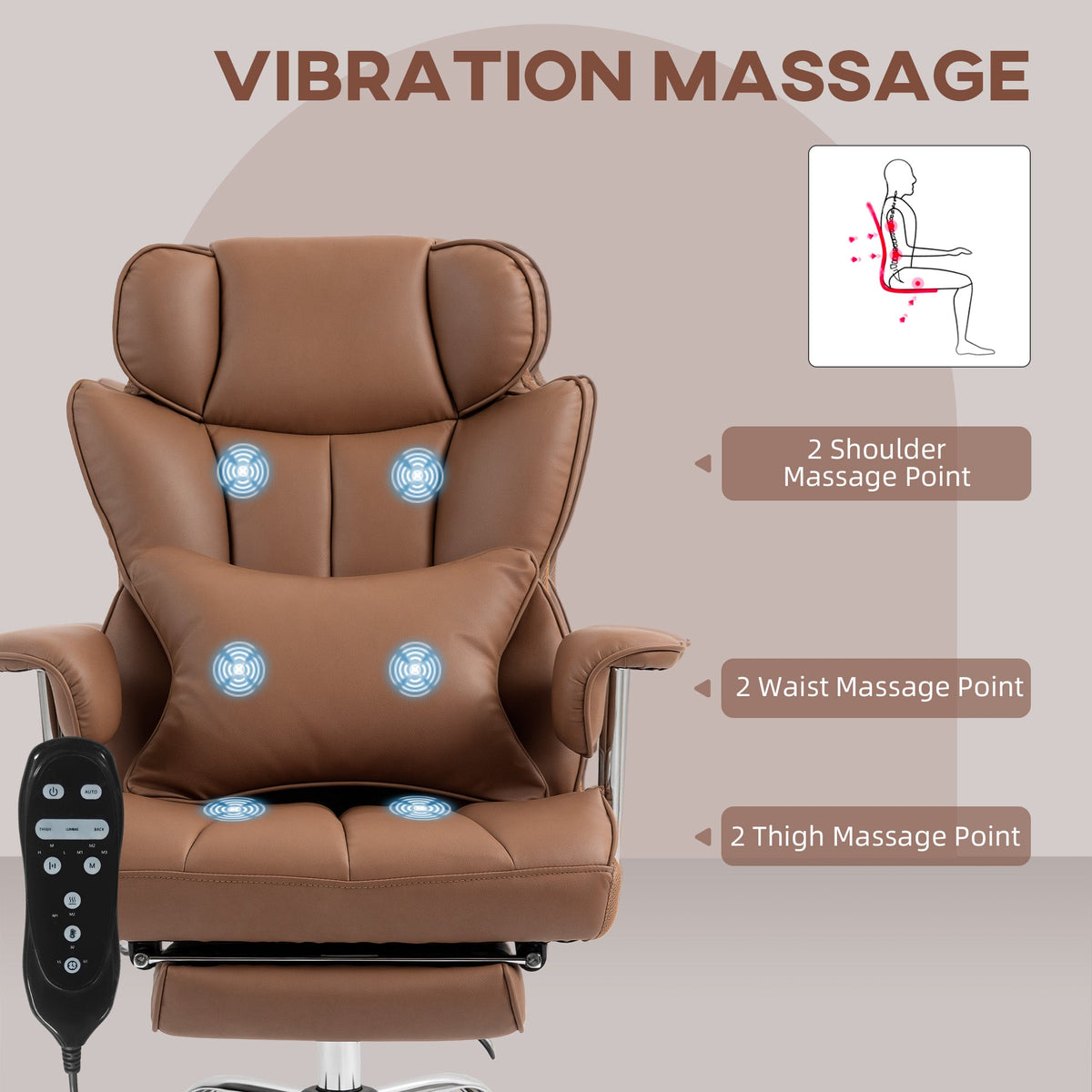 Fauteuil de bureau de direction Matteo avec 6 points de massage - Marron